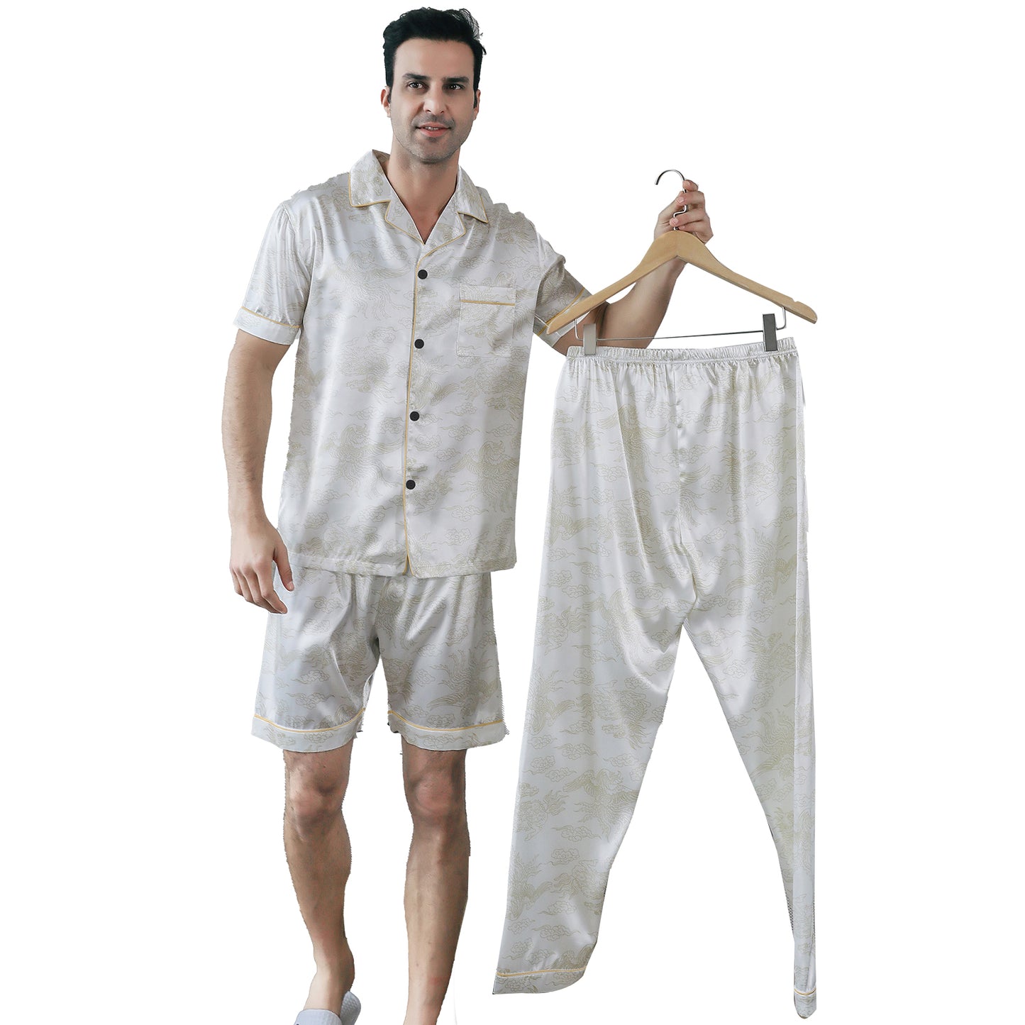 Mens Pajama Set 3 Pieces multicolor Loungewear-KJ6024-M