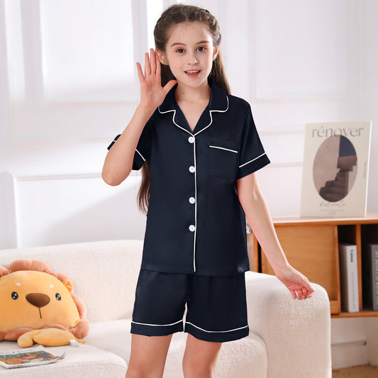 girls Silky Pajamas Set Short Top & Short pants -KJ401T-130