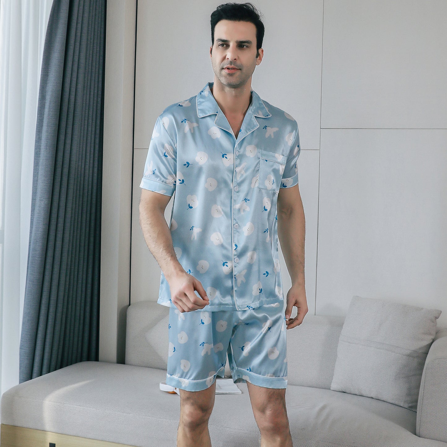 Mens Pajama Set 3 Pieces multicolor Loungewear-KJ6023-M