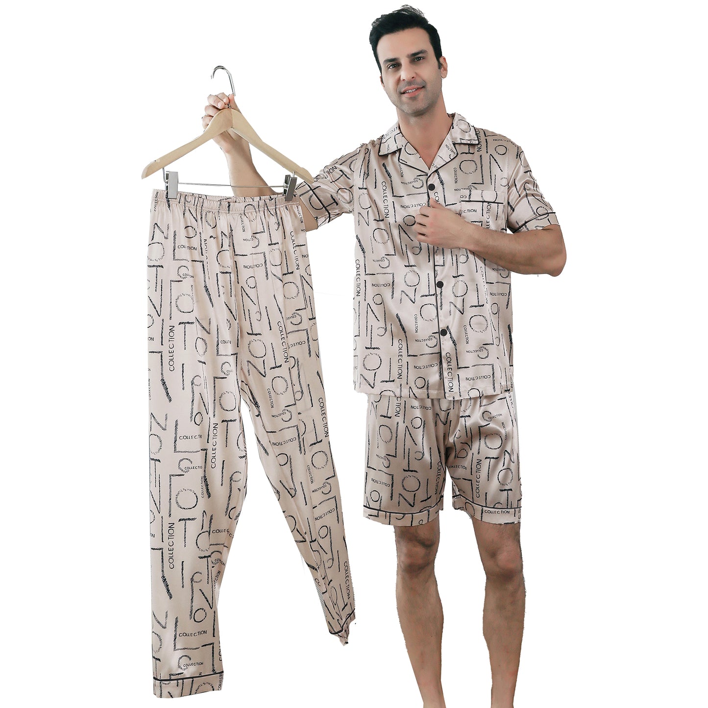 Mens Pajama Set 3 Pieces multicolor Loungewear-KJ6027-M