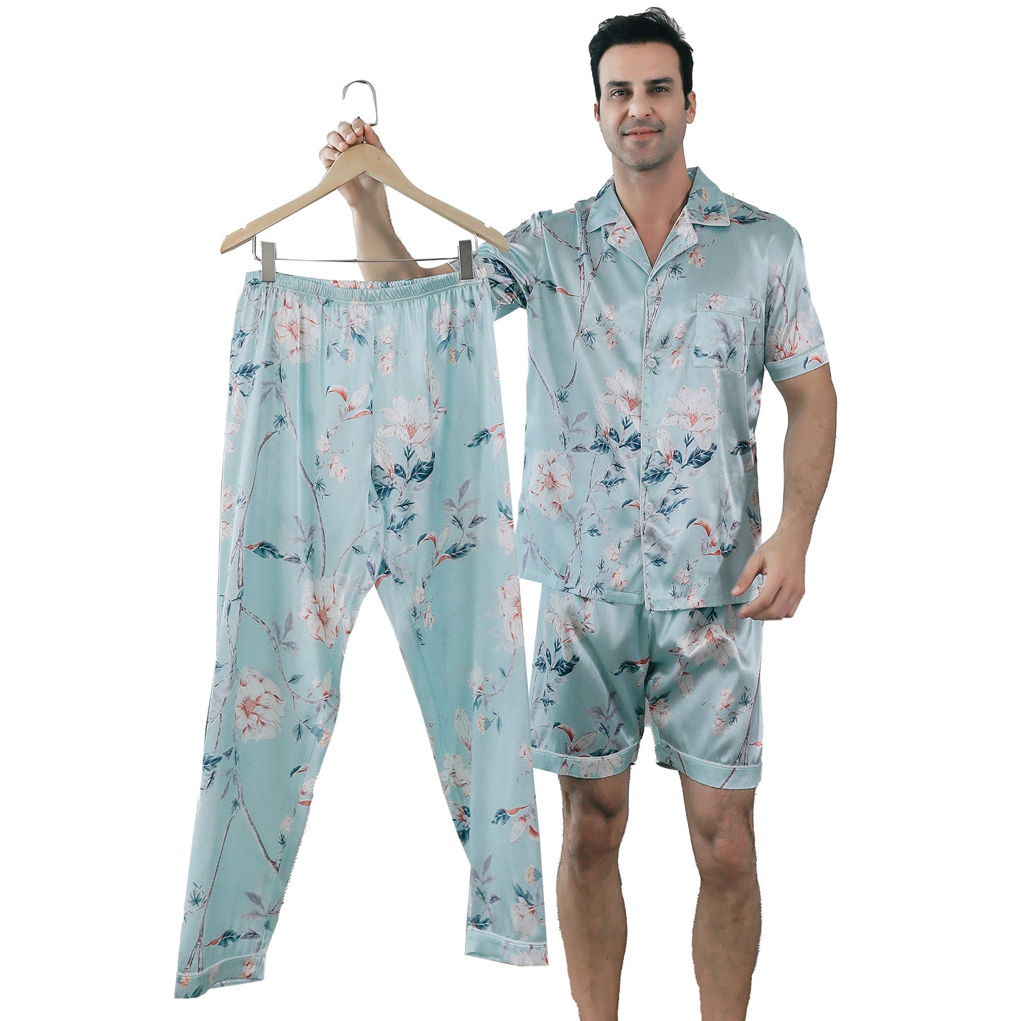 Mens Pajama Set 3 Pieces multicolor Loungewear-KJ6029-M