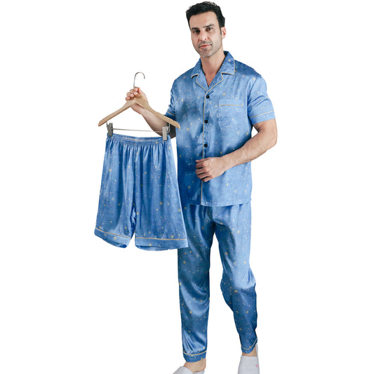 Mens Pajama Set 3 Pieces multicolor Loungewear-KJ6030-M