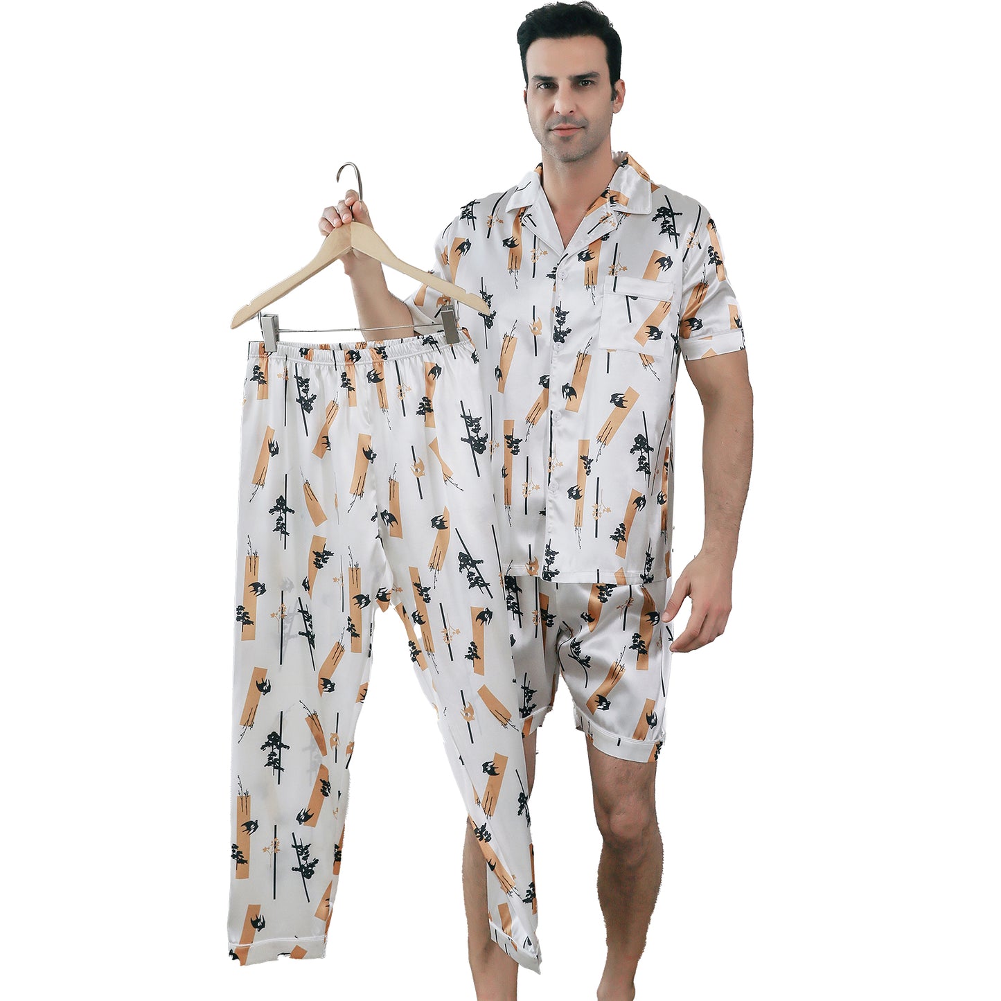 Mens Pajama Set 3 Pieces multicolor Loungewear-KJ6025-M