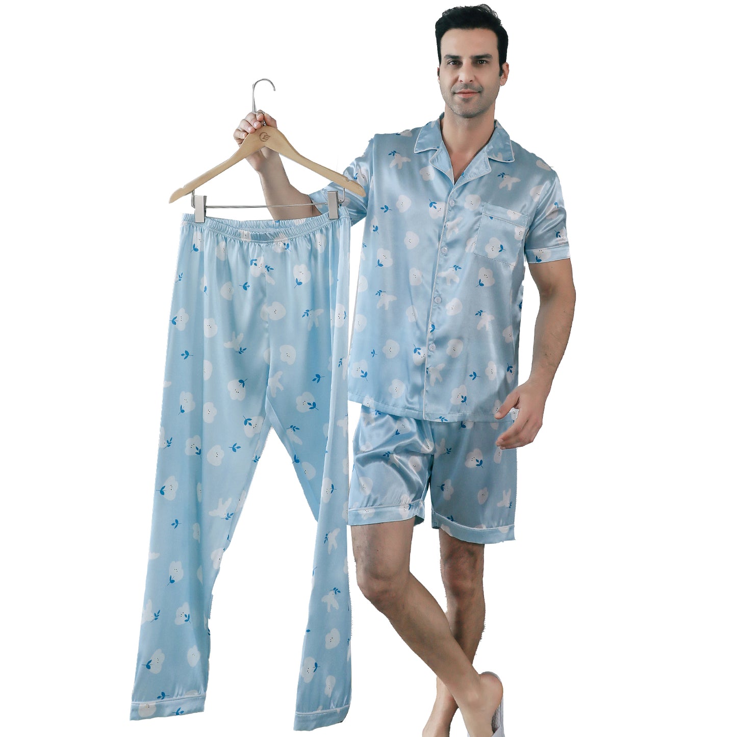 Mens Pajama Set 3 Pieces multicolor Loungewear-KJ6023-M