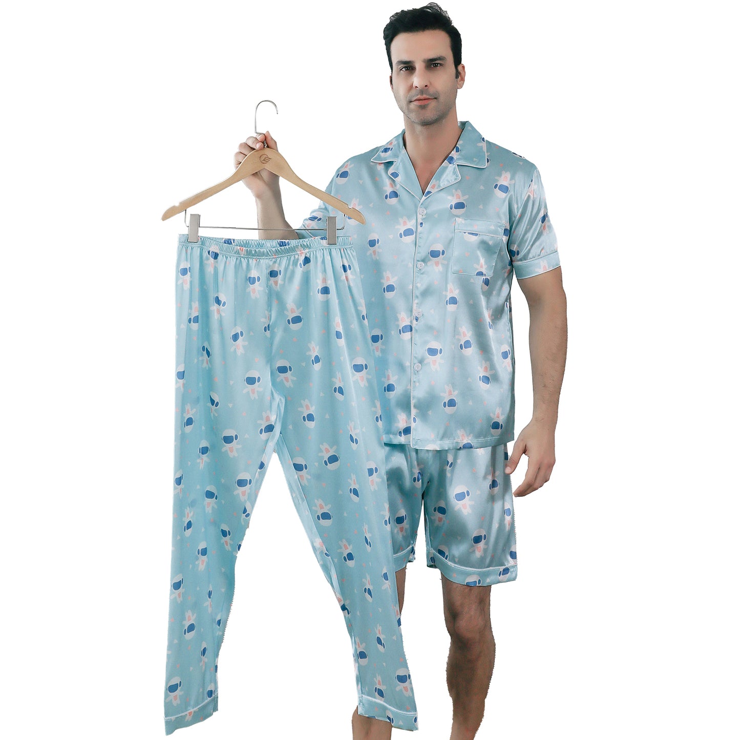 Mens Pajama Set 3 Pieces multicolor Loungewear-KJ6026-M