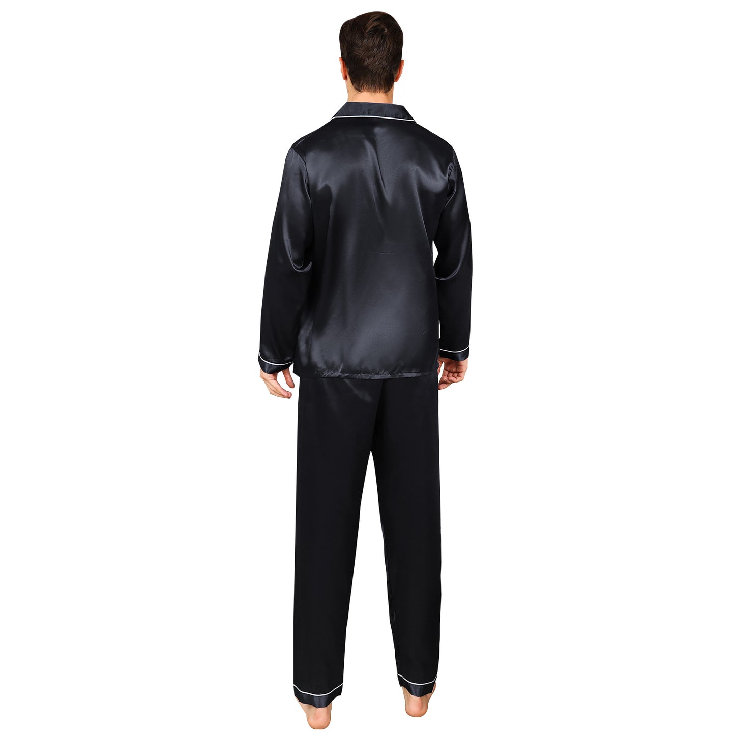 ShuiGod-Men’s Silky Satin Pajamas Set