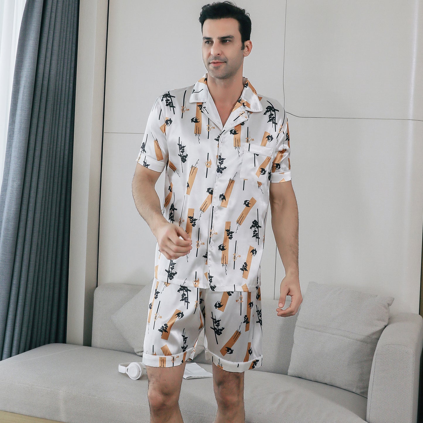 Mens Pajama Set 3 Pieces multicolor Loungewear-KJ6025-M