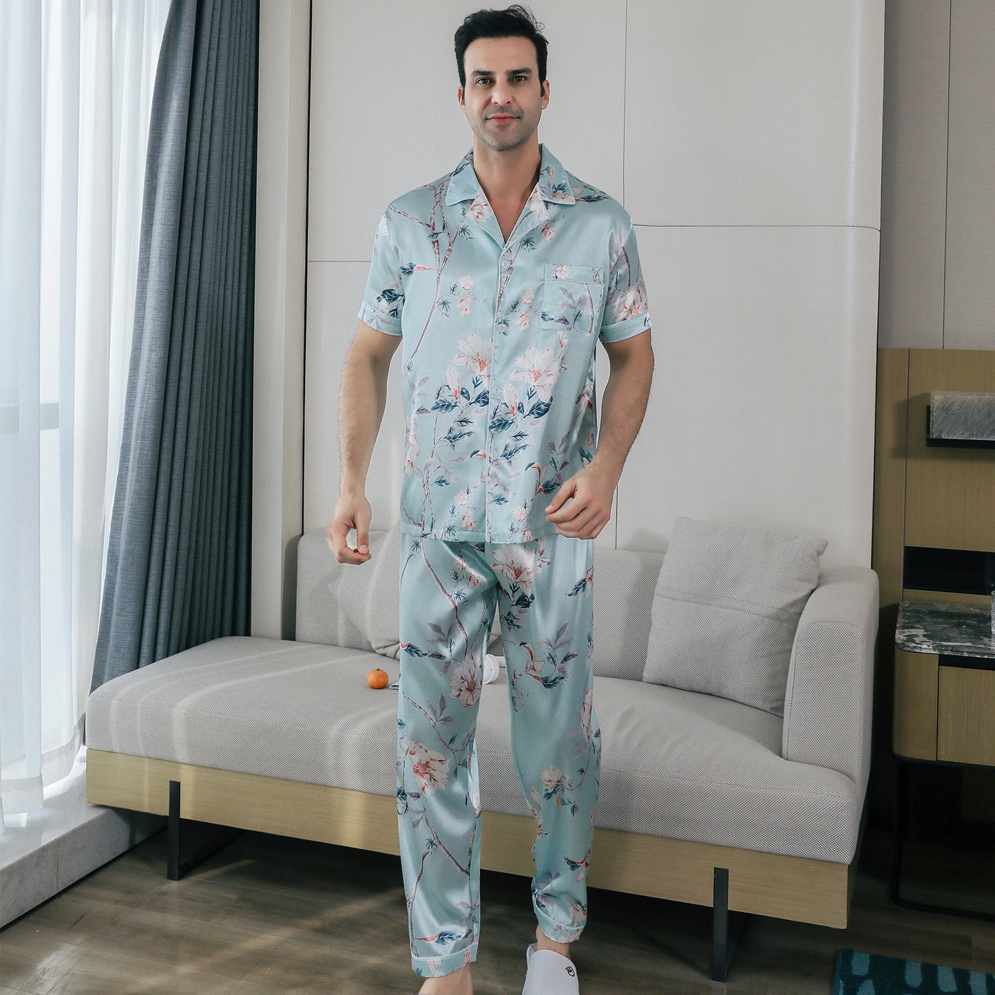 Mens Pajama Set 3 Pieces multicolor Loungewear-KJ6029-M