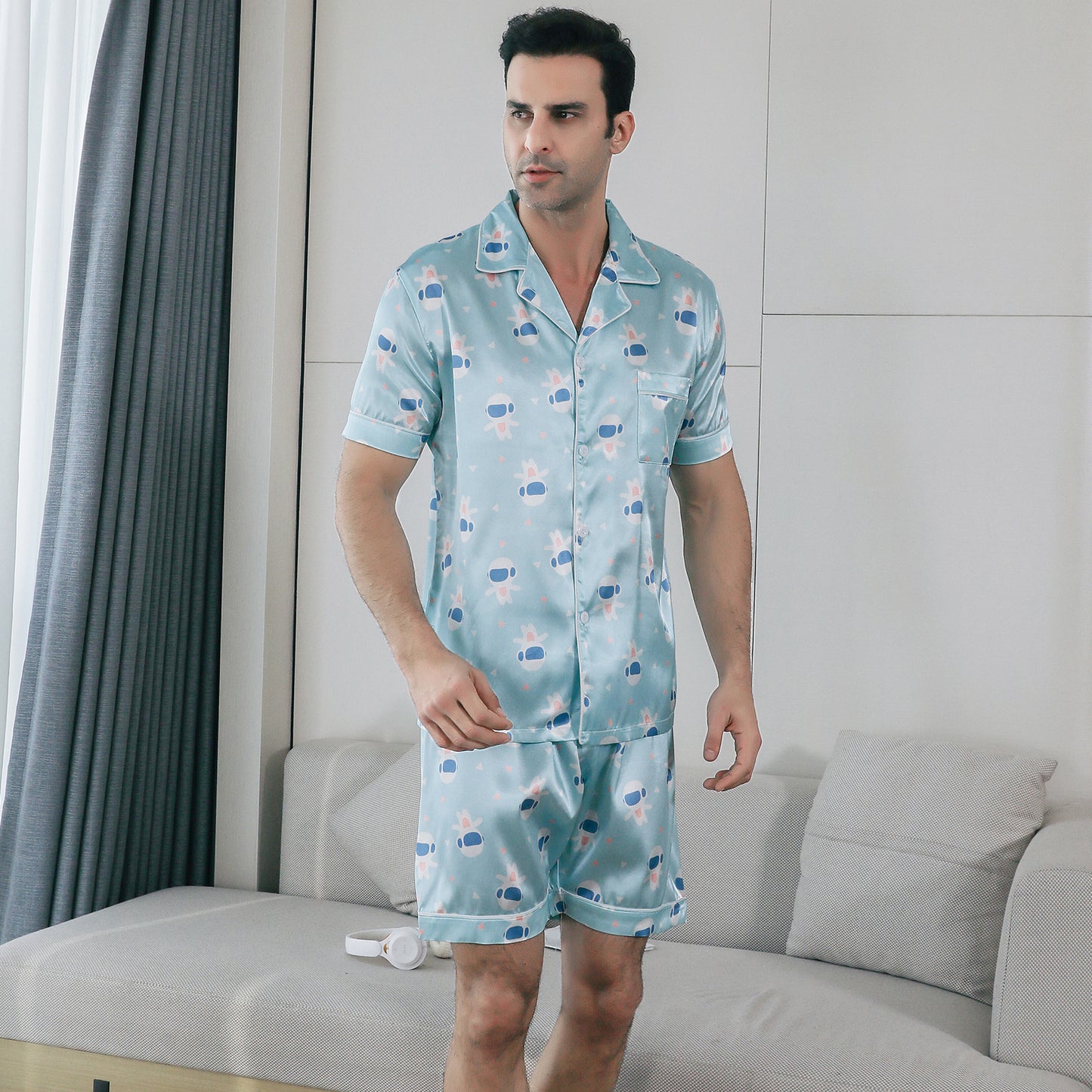 Mens Pajama Set 3 Pieces multicolor Loungewear-KJ6026-M