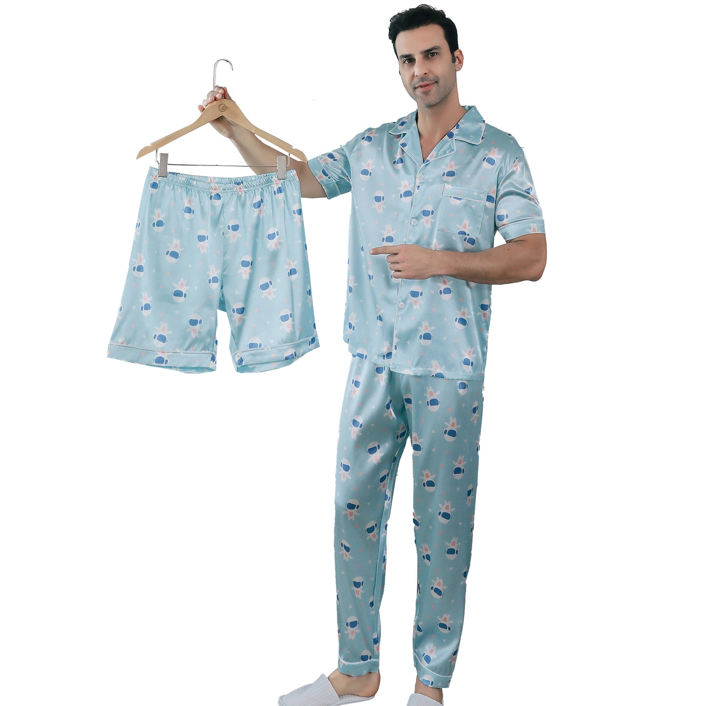 Mens Pajama Set 3 Pieces multicolor Loungewear-KJ6026-M