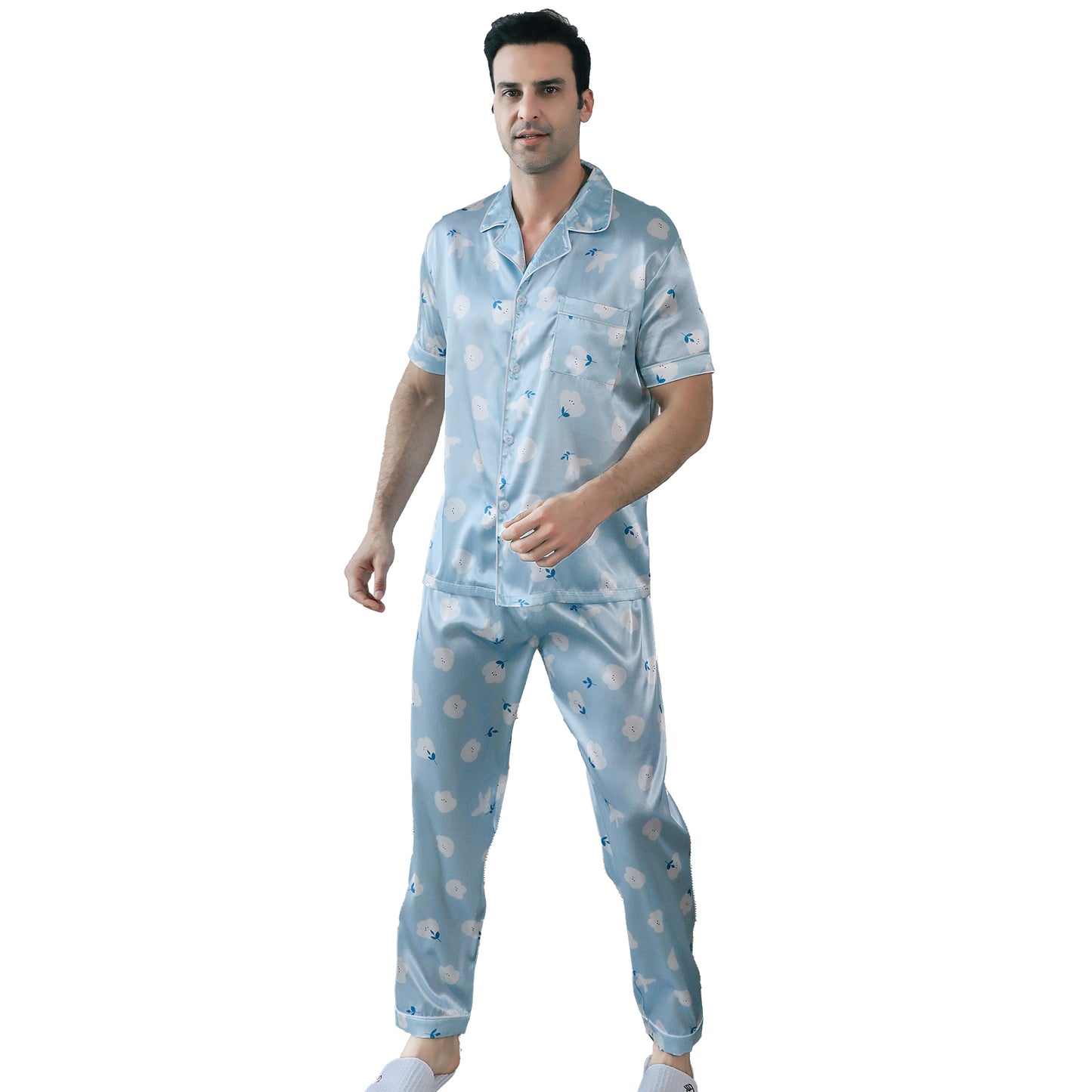 Mens Pajama Set 3 Pieces multicolor Loungewear-KJ6023-M