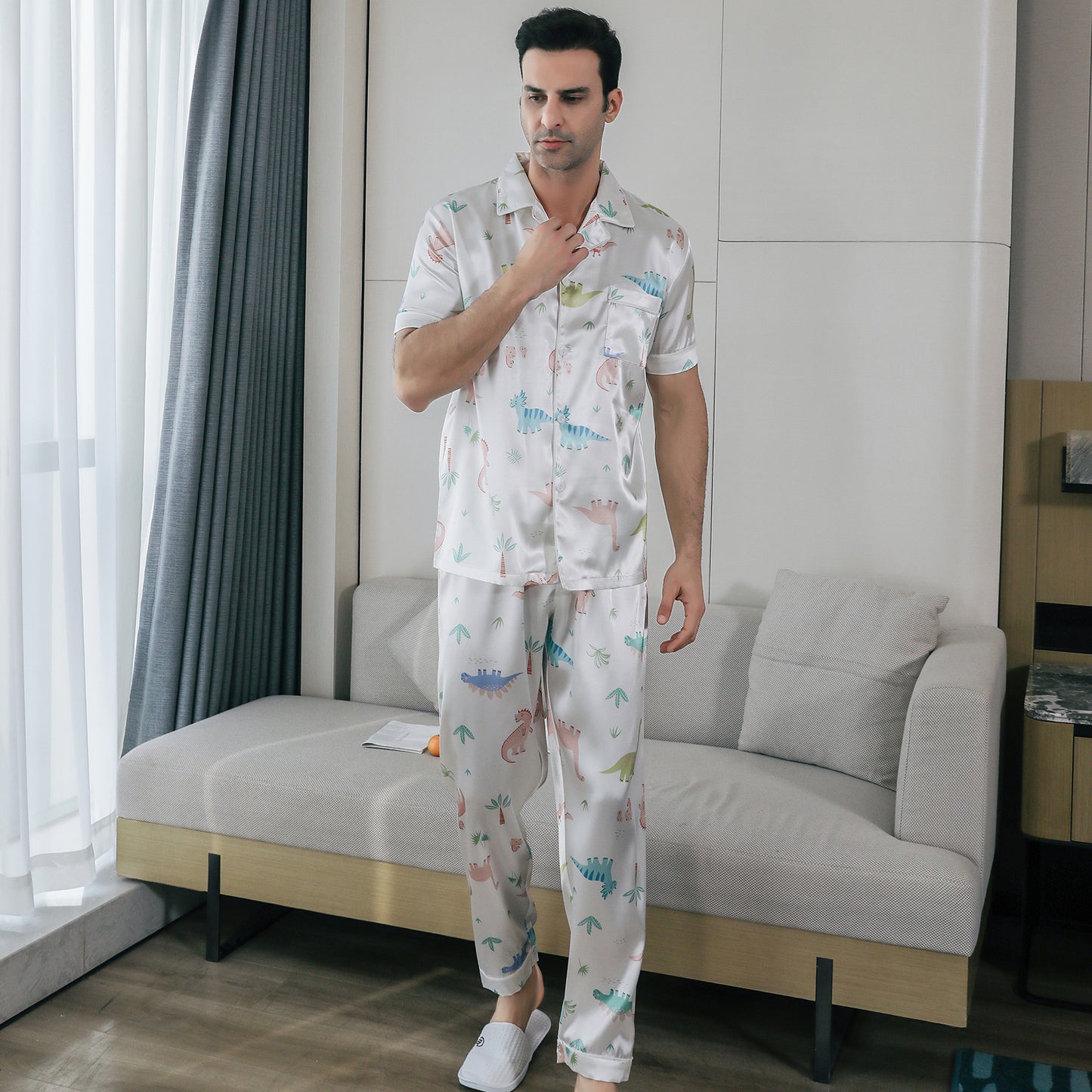 Mens Pajama Set 3 Pieces multicolor Loungewear-KJ6028-M