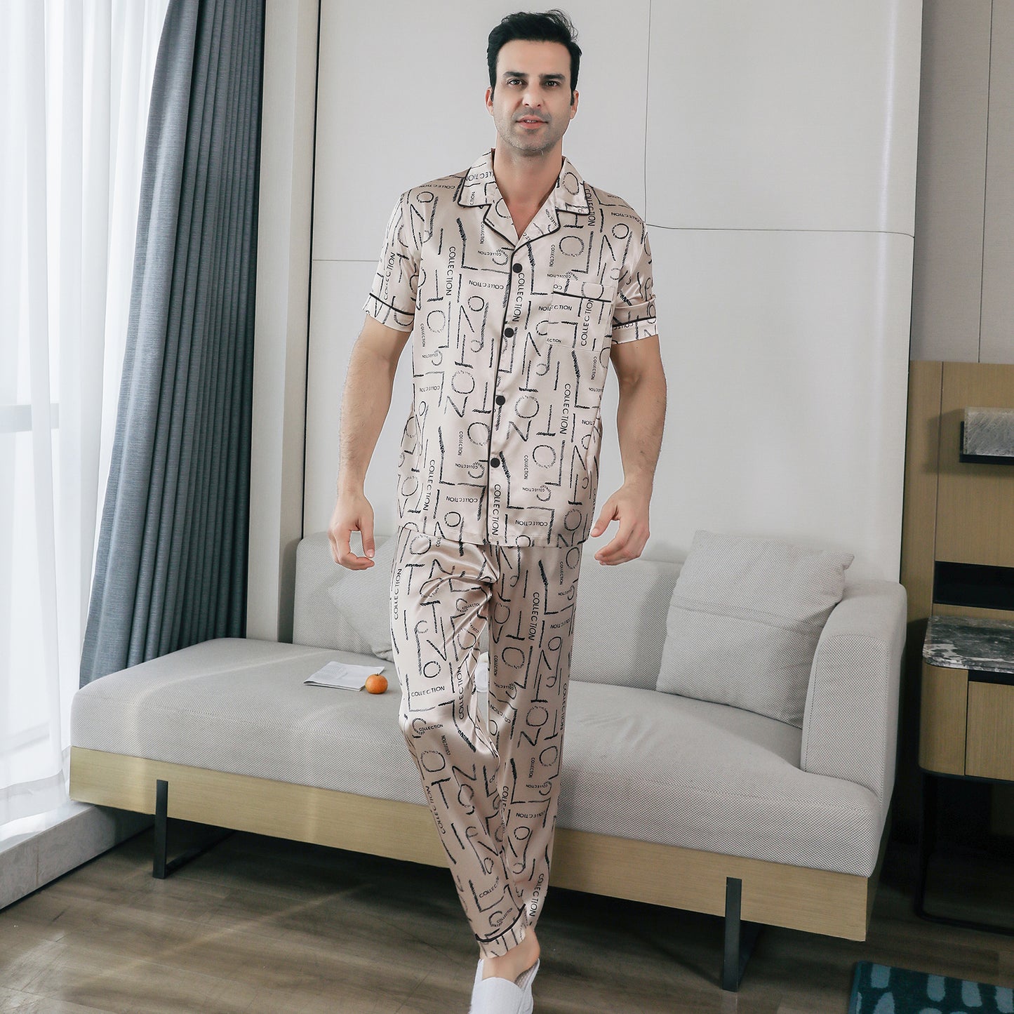 Mens Pajama Set 3 Pieces multicolor Loungewear-KJ6027-M