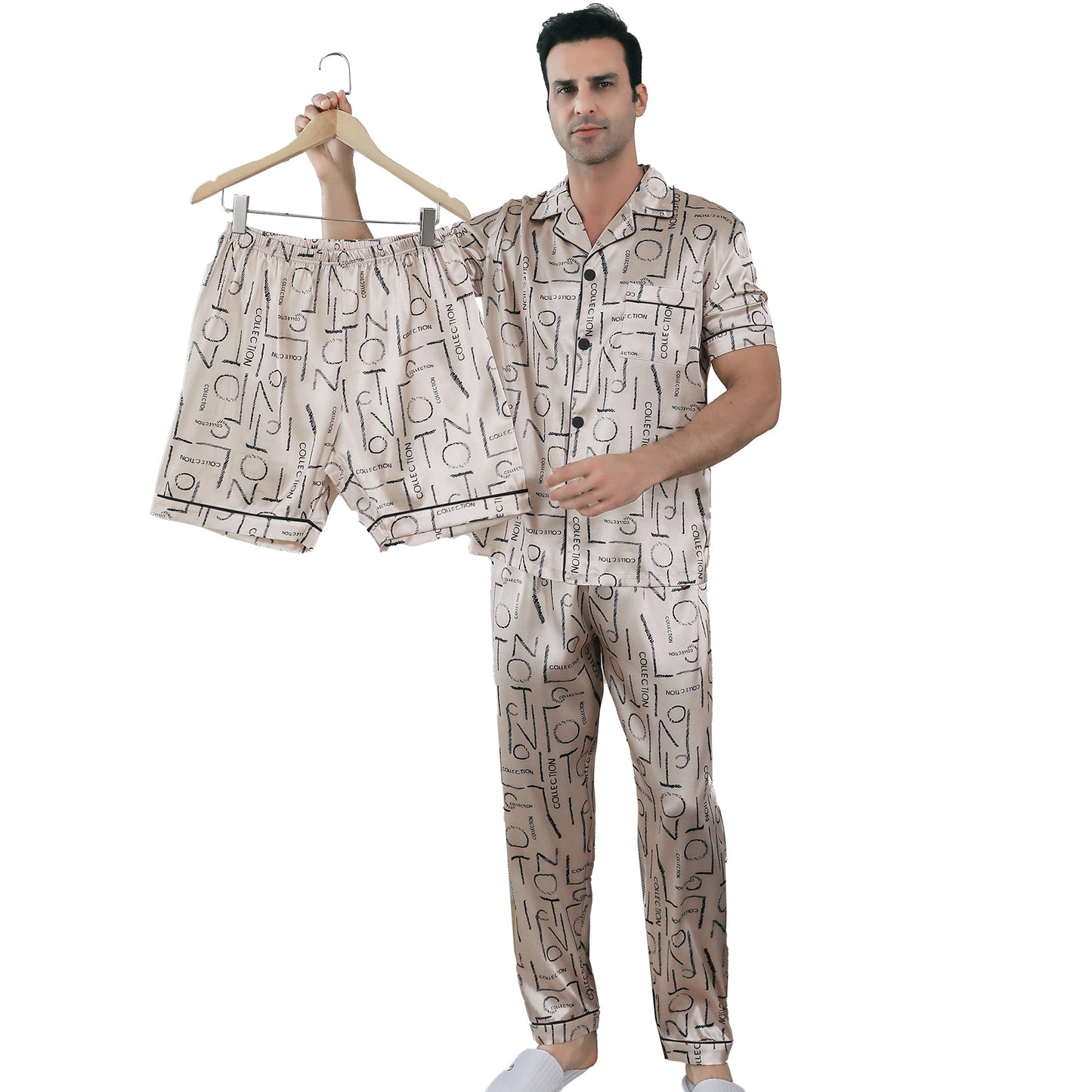 Mens Pajama Set 3 Pieces multicolor Loungewear-KJ6027-M