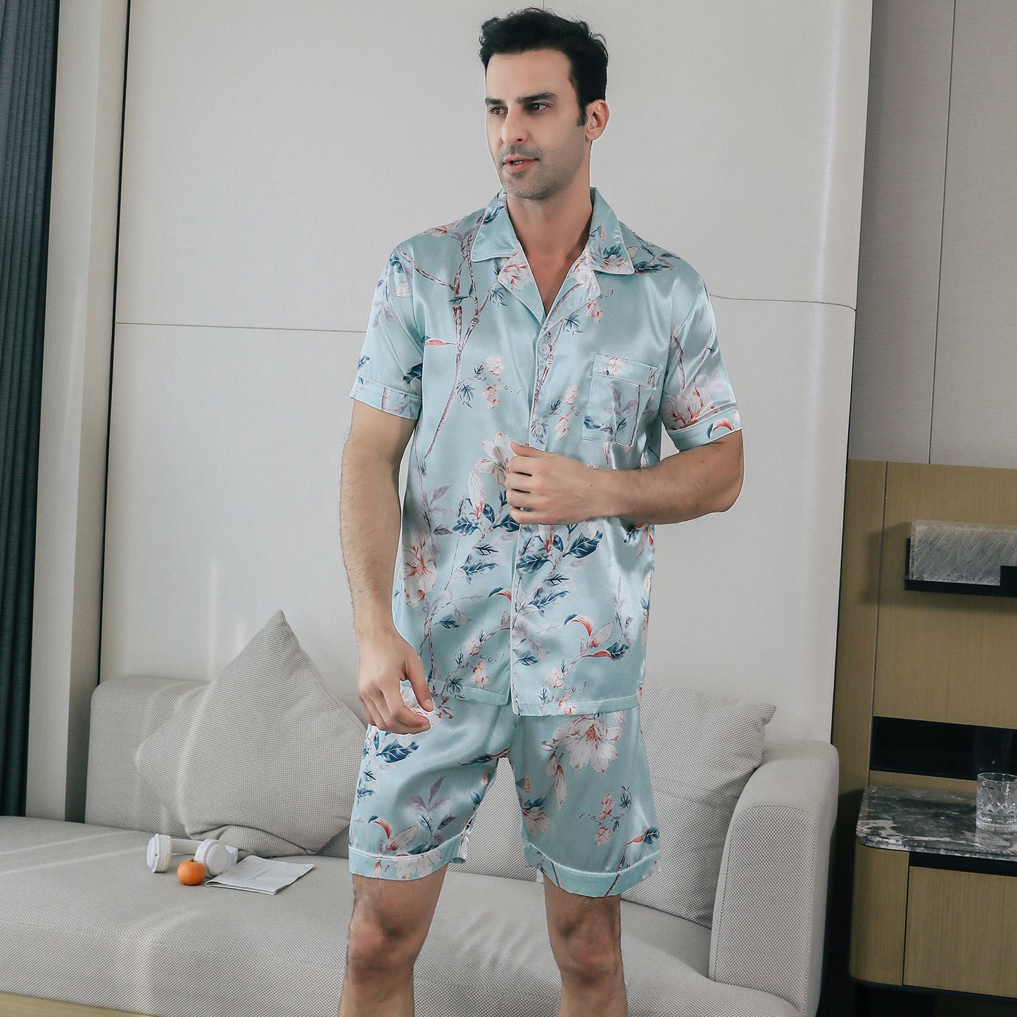 Mens Pajama Set 3 Pieces multicolor Loungewear-KJ6029-M