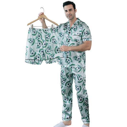 Mens Pajama Set 3 Pieces multicolor Loungewear-KJ6021-M