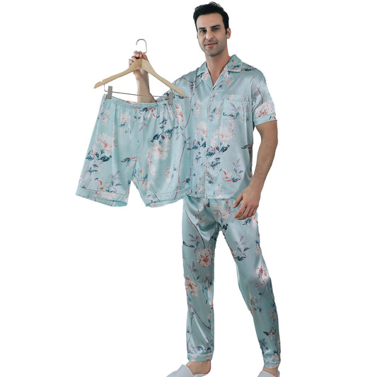 Mens Pajama Set 3 Pieces multicolor Loungewear-KJ6029-M