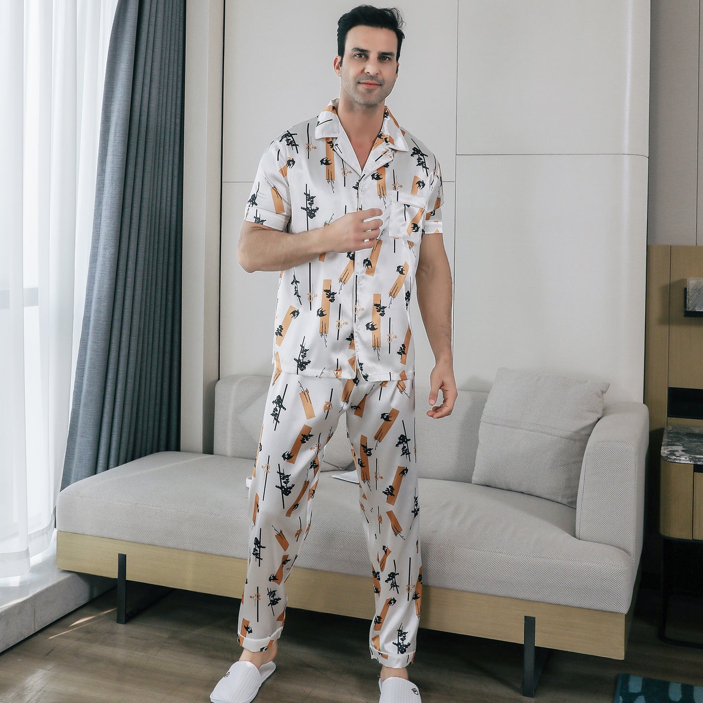 Mens Pajama Set 3 Pieces multicolor Loungewear-KJ6025-M