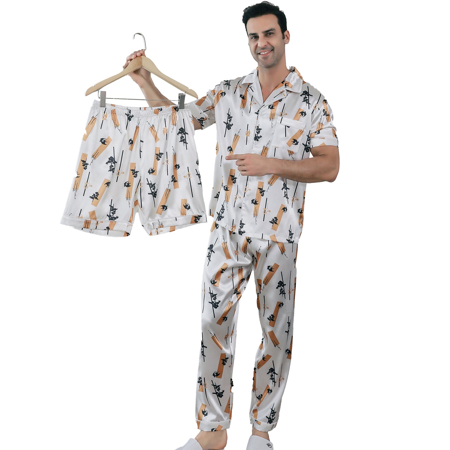 Mens Pajama Set 3 Pieces multicolor Loungewear-KJ6025-M