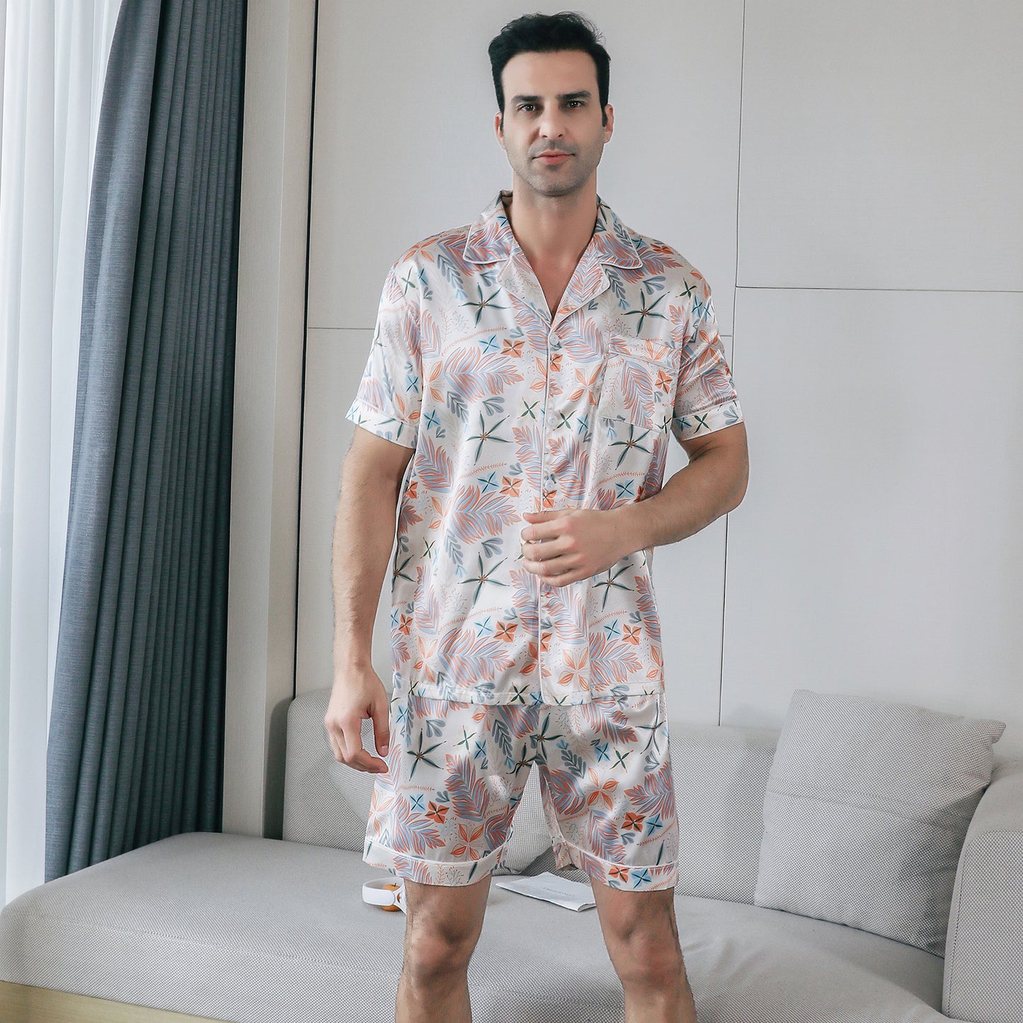 Mens Pajama Set 3 Pieces multicolor Loungewear-KJ6022-M