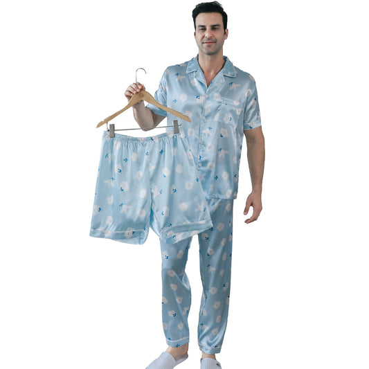 Mens Pajama Set 3 Pieces multicolor Loungewear-KJ6023-M