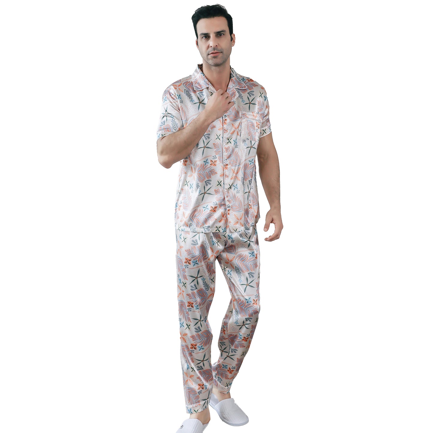 Mens Pajama Set 3 Pieces multicolor Loungewear-KJ6022-M