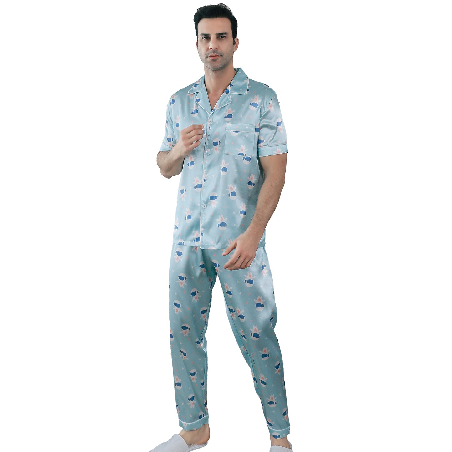 Mens Pajama Set 3 Pieces multicolor Loungewear-KJ6026-M