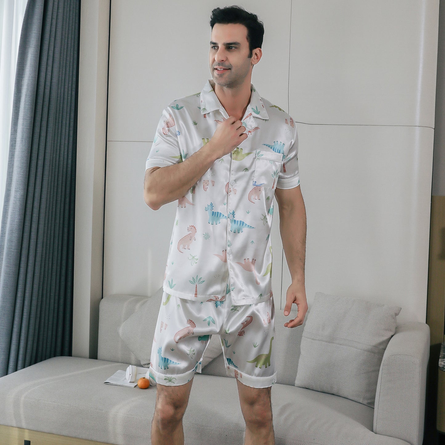 Mens Pajama Set 3 Pieces multicolor Loungewear-KJ6028-M