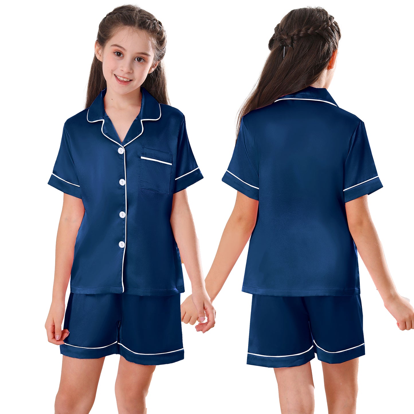 girls Silky Pajamas Set Short Top & Short pants -KJ403T-130