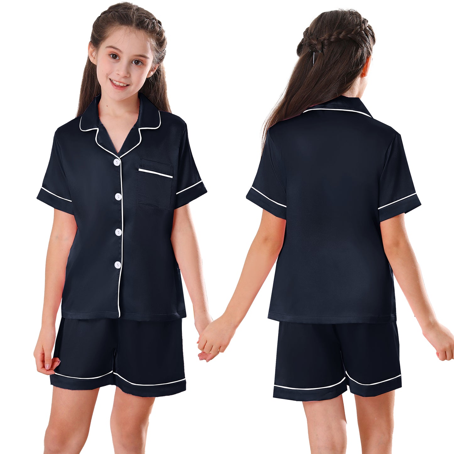 girls Silky Pajamas Set Short Top & Short pants -KJ401T-130